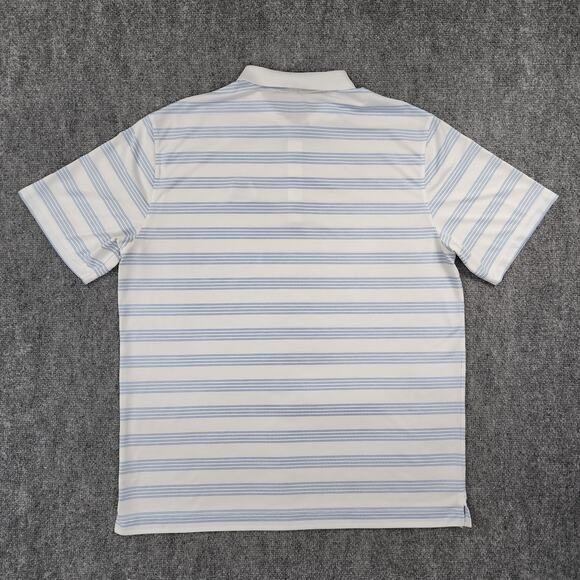 Nike Golf Shirt Mens XL White Blue Striped Active Tour Performance Polo Seaview - Picture 3 of 16